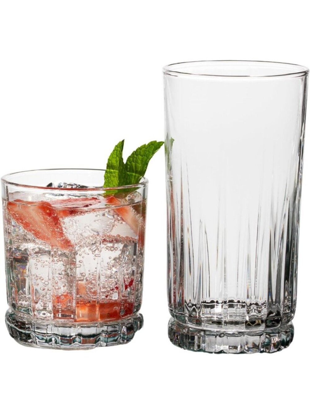 16-Piece Drinking Glass Set - 8 Rocks & 8 Tumbler Glasses for Home Bar Decor